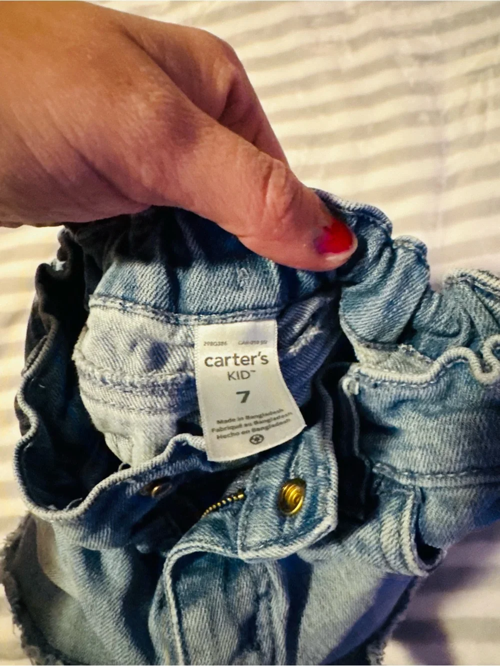 Carter's Light Blue Denim Shorts with Gold Sequin Heart
